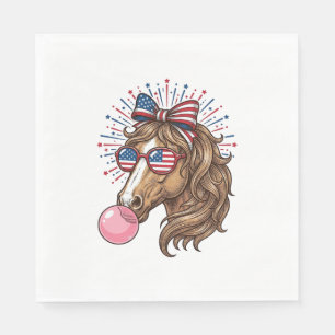 Serviette En Papier Cheval Patriotique Bubble Gum Vintage Vector T-Shi