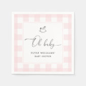 Serviette En Papier Cheval Rocheux rose En vichy Oh Papier bébé Napkin (Devant)