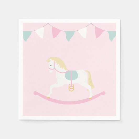 Serviette En Papier Cheval Rosé (Devant)