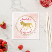 Serviette En Papier Cheval rose et or équestre sur mesure (En situation)