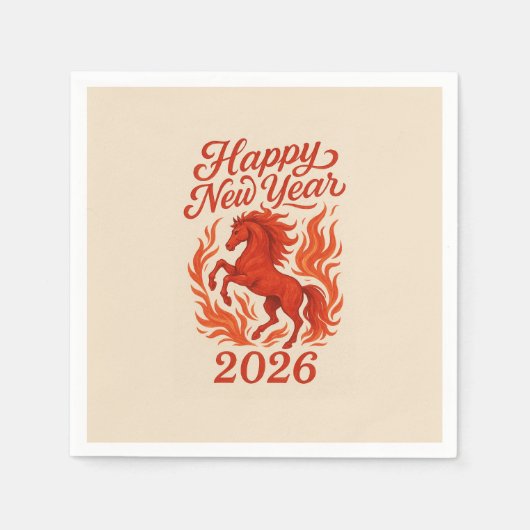 Serviette En Papier Cheval Rouge 2026 (Devant)