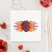 Serviette En Papier Cheval rouge fière avec flammes (En situation)