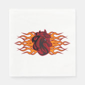Serviette En Papier Cheval rouge fière avec flammes (Devant)
