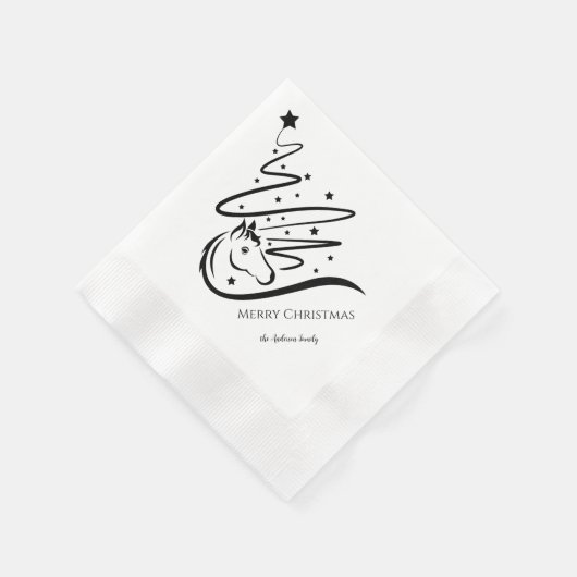 Serviette En Papier Cheval sapin noir blancEquestre (Coin)
