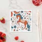 Serviette En Papier Cheval scandinave mignon (En situation)