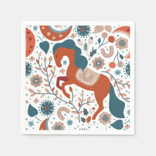 Serviette En Papier Cheval scandinave mignon
