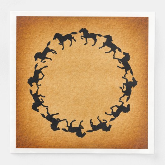 Serviette En Papier Cheval Silhouettes Cercle Art Vintage (Devant)