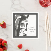 Serviette En Papier Cheval Sketch, Snaffle Bit Grey Graduation Classe  (En situation)