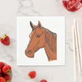 Serviette En Papier Cheval Tête Brown Animal de ferme (En situation)
