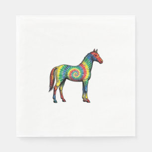 Serviette En Papier Cheval Tie Dye Gravure Vintage Art Vectoriel