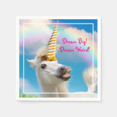 Serviette En Papier Cheval Unicorn Et Arc En Ciel (Devant)