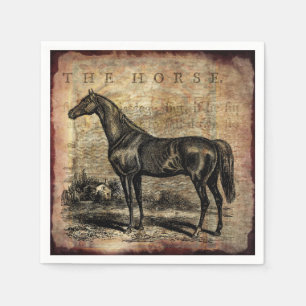 Serviette En Papier Cheval Vintage Thoroughbred et Arabian Hors