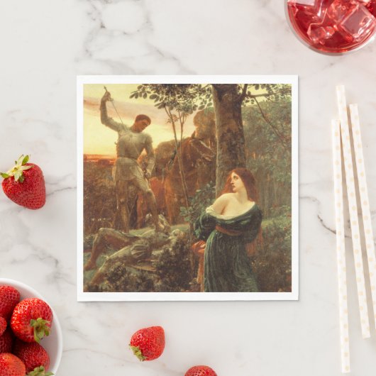 Serviette En Papier Chevalerie (par Frank Dicksee) (En situation)