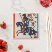 Serviette En Papier CHEVALIER BLEU SUR HORSEBACK Miniature médiévale (En situation)