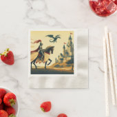 Serviette En Papier Chevalier médiéval/dragon/château fantastique (En situation)