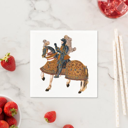 Serviette En Papier Chevalier médiéval en Armor à cheval (En situation)