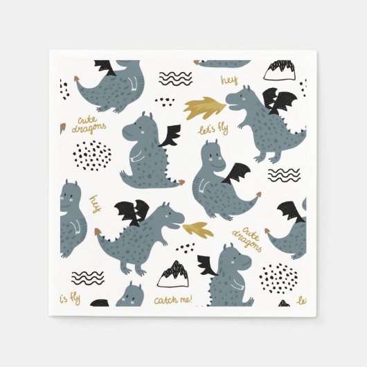 Serviette En Papier Chevaliers et Dragons | Fête d'anniversaire de Fai (Devant)