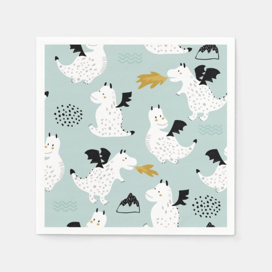 Serviette En Papier Chevaliers et Dragons | Fête d'anniversaire de Fai (Devant)