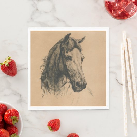 Serviette En Papier Cheval's Head (par Heywood Hardy) (En situation)