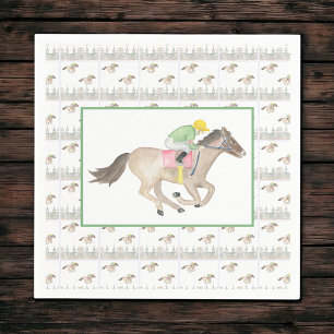 Serviette En Papier Chevaux à l'aquarelle & Jockey Jour de course du D