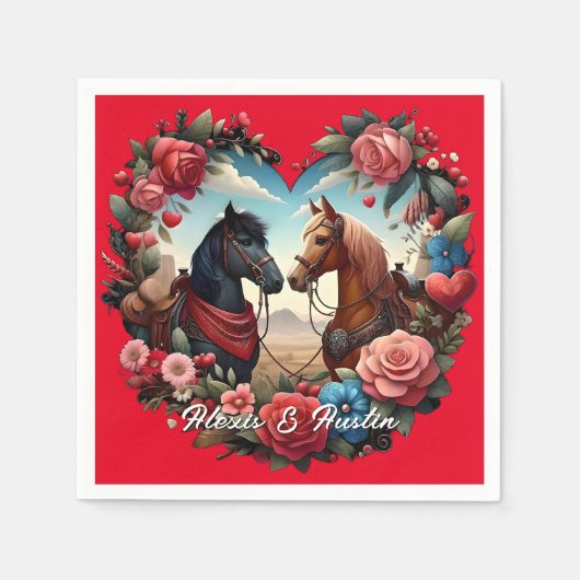Serviette En Papier Chevaux dans le coeur (Devant)