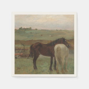 Serviette En Papier Chevaux dans une prairie, peinture à l'huile, Edga