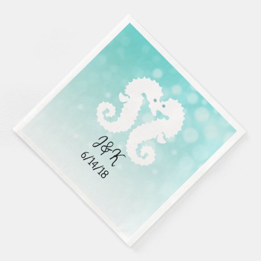 Serviette En Papier Chevaux de Bokeh turquoises Kisser Mariages servie (Coin)
