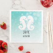 Serviette En Papier Chevaux de Bokeh turquoises Kisser Mariages servie (En situation)