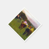Serviette En Papier Chevaux de course Edgar Degas à Longchamp (Coin)