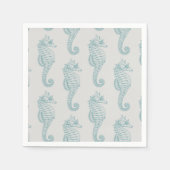 Serviette En Papier Chevaux de mer tropicaux, Motif hippocampe - gris  (Devant)