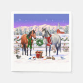 Serviette En Papier Chevaux de Noël en neige (Devant)