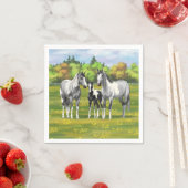 Serviette En Papier Chevaux De Peinture Gris De Pâte De Poisson En Été (En situation)