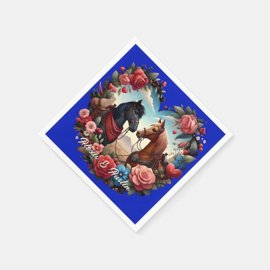 Serviette En Papier Chevaux en bleu coeur (Coin)