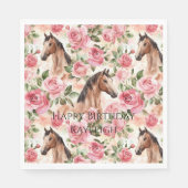 Serviette En Papier Chevaux Jolies Roses Roses Roses Florales Annivers (Devant)