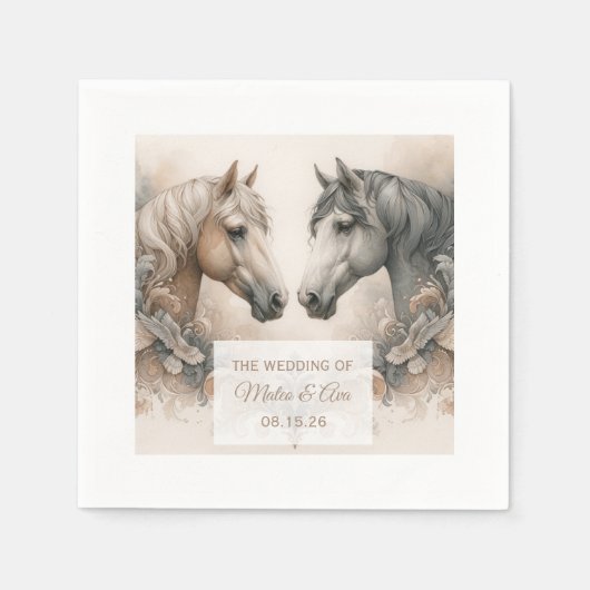 Serviette En Papier Chevaux mariages élégants (Devant)