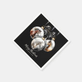 Serviette En Papier Chevaux noir et or Citation de Noël (Coin)
