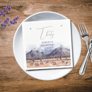 Serviette En Papier Chevaux Paysage Jalon Anniversaire Papier Napkin
