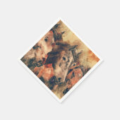 Serviette En Papier Chevaux Peinture d'aquarelle artistique (Coin)