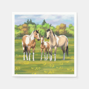 Serviette En Papier Chevaux Poulet Poulet Poulet À Peinture En Pâturag