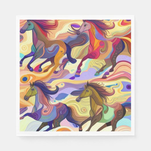 Serviette En Papier Chevaux sauvages (Devant)