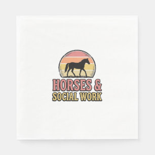 Serviette En Papier Chevaux & Travail Social Retro Sunset Vector Desig