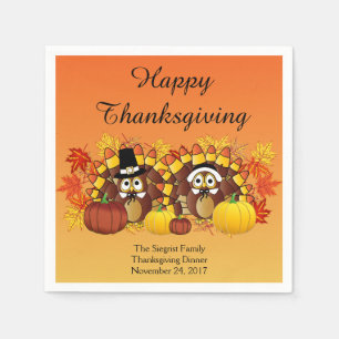 Serviette En Papier Chevêche de Bon thanksgiving de Turquie
