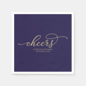 Serviette En Papier Cheveux - Chic Gold Script Mariage bleu marine (Devant)