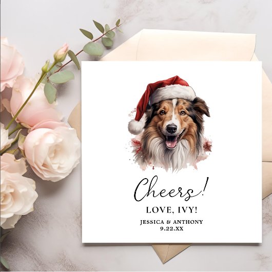 Serviette En Papier Cheveux de Noël Collie Rough Chien Personnalisé