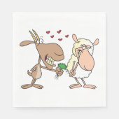 Serviette En Papier Chèvre Et Mouton En Amour (Devant)