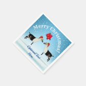 Serviette En Papier Chèvre laitière alpine Noël dans la neige (Coin)