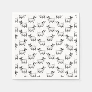 Serviette En Papier Chèvre vintage aux feuilles Art antique CUSTOM BG 