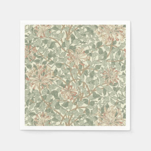 Serviette En Papier Chèvrefeuille floral vert William Morris