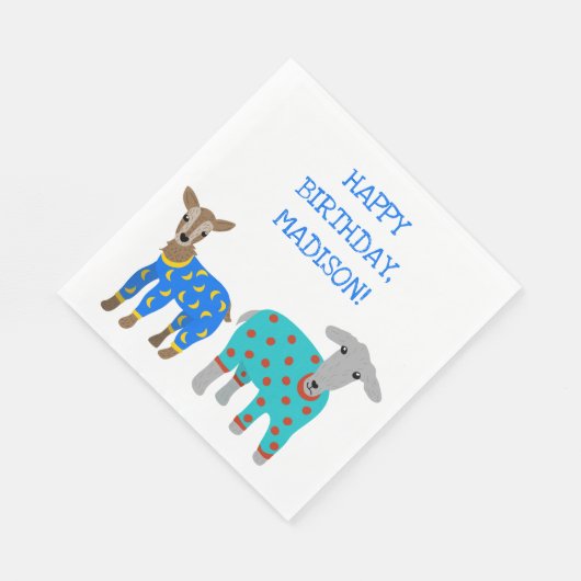 Serviette En Papier Chèvres en pyjama Parti pour bois d'oeuvre (Coin)