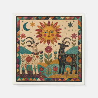 Serviette En Papier Chèvres fantaisistes Art populaire